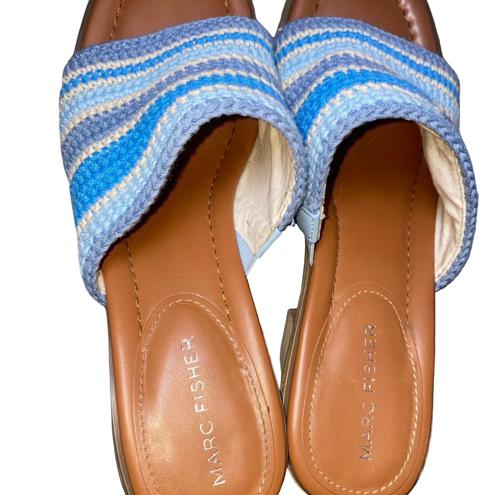 Marc Fisher Blue and White Striped platform sandals size 8.5 - Picture 6 of 9
